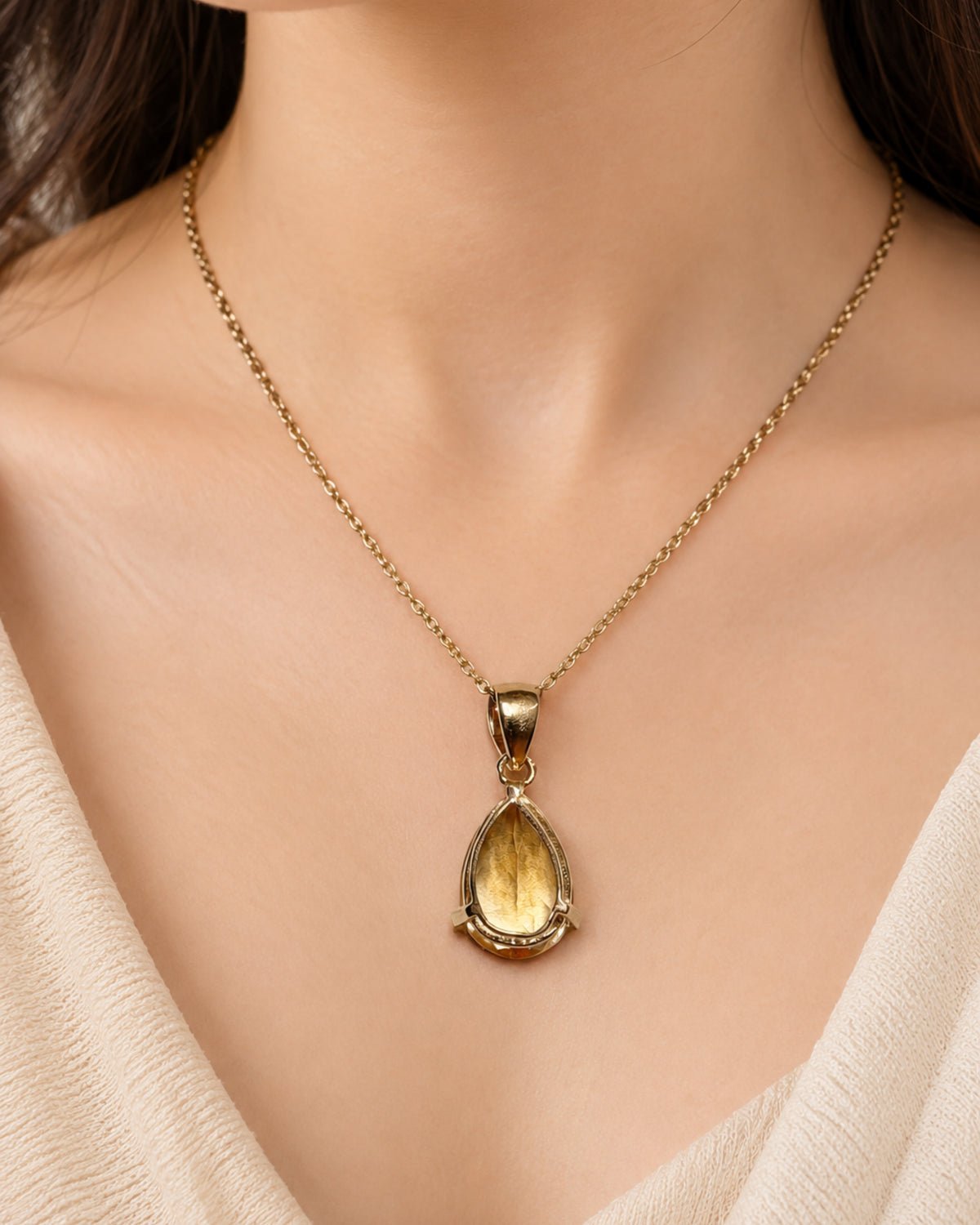 Wealth Drop Pendant with Citrine & White Topaz
