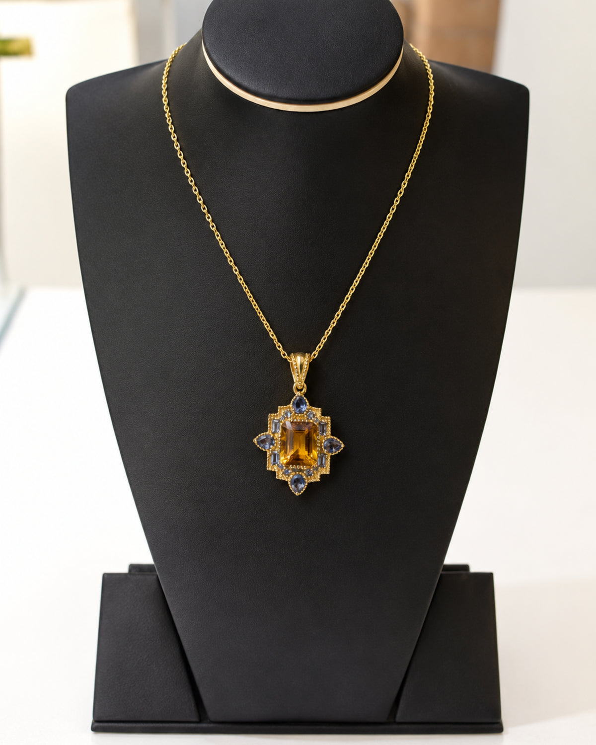 Wealth Wisdom Pendant – Lolite & Madeira Citrine
