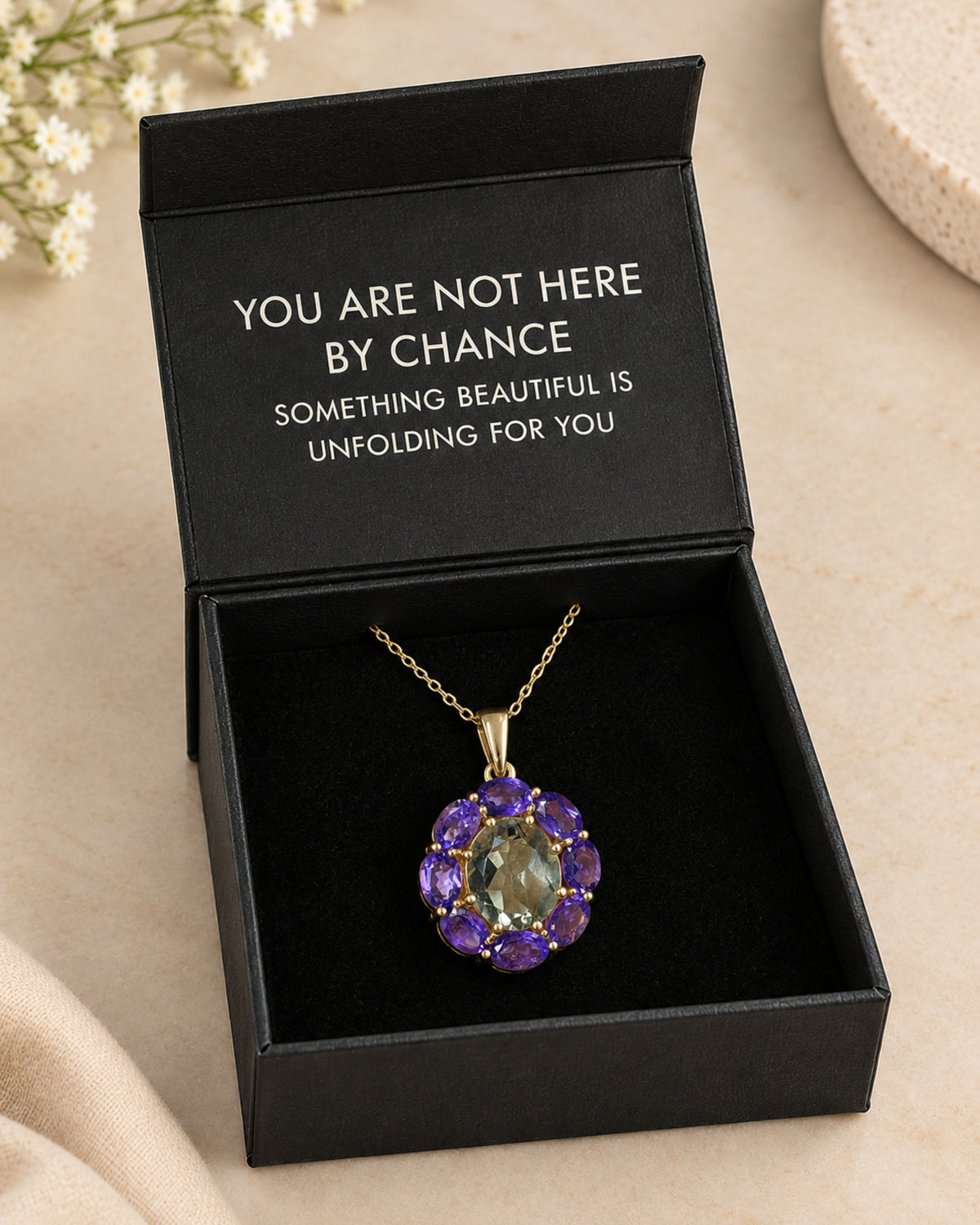 Harmony Halo Pendant – African Amethyst & Green Amethyst