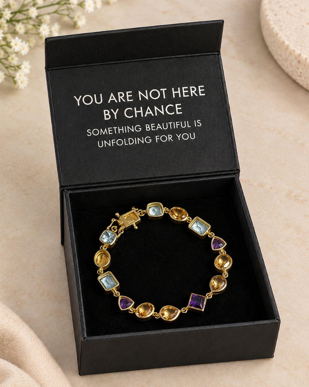 Soul Symphony Bracelet – African Amethyst, Citrine & Sky Blue Topaz