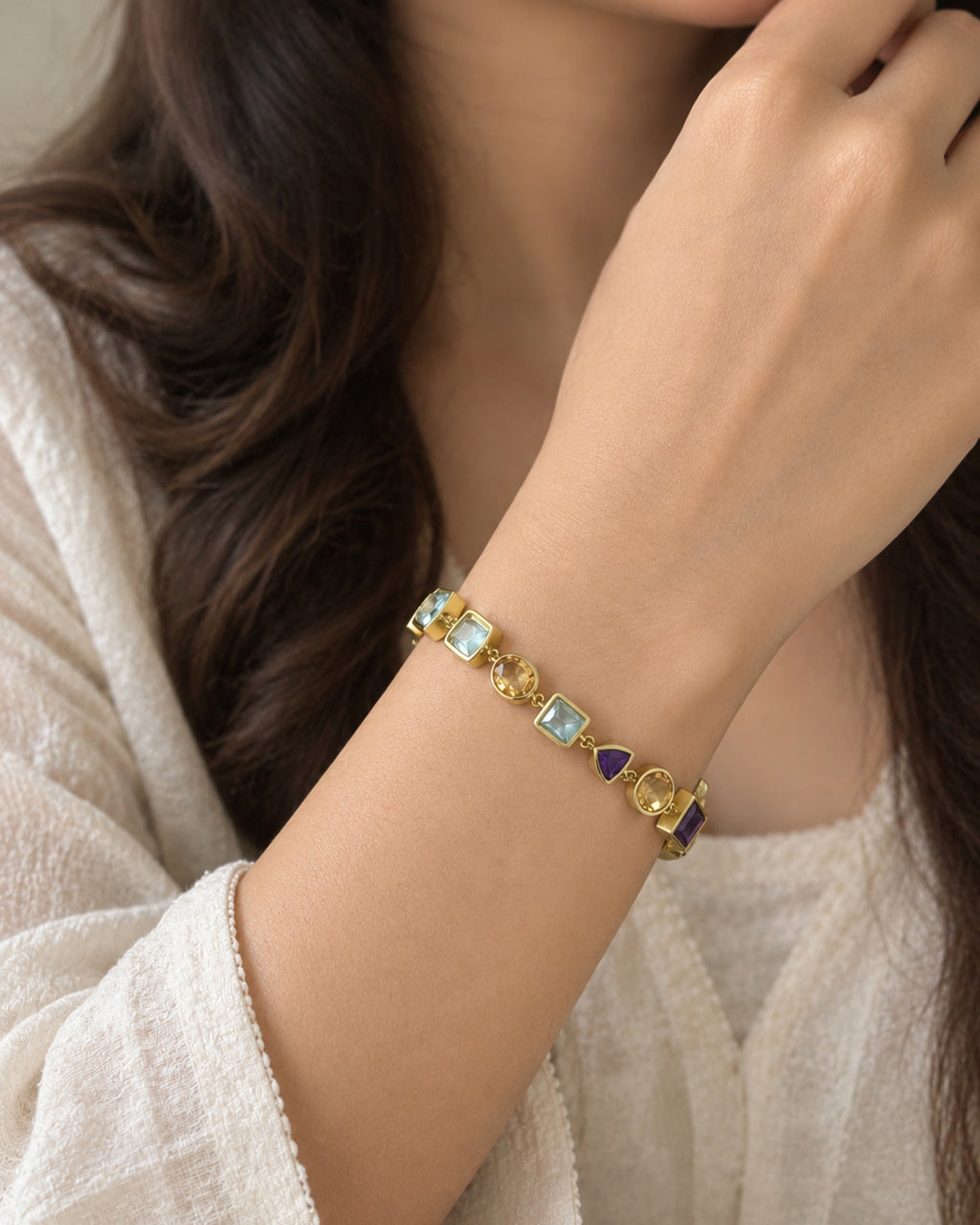 Soul Symphony Bracelet – African Amethyst, Citrine & Sky Blue Topaz
