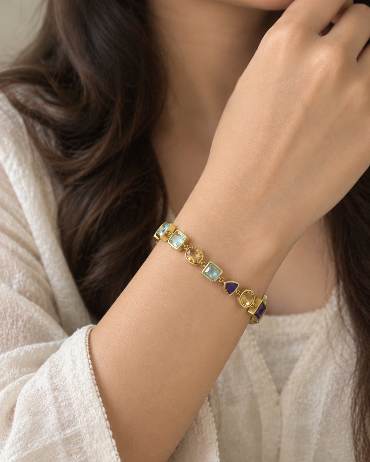 Soul Symphony Bracelet – African Amethyst, Citrine & Sky Blue Topaz