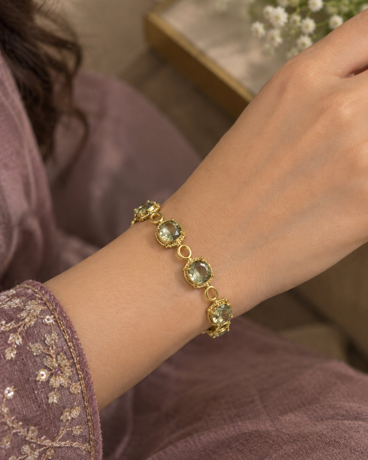 Abundance Flow Bracelet – Green Amethyst & White Topaz