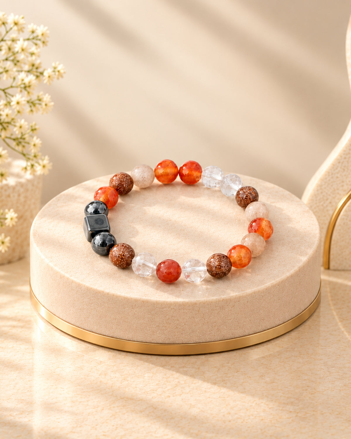 Mulank 1 Bracelet – Red Carnelian & Sunstone