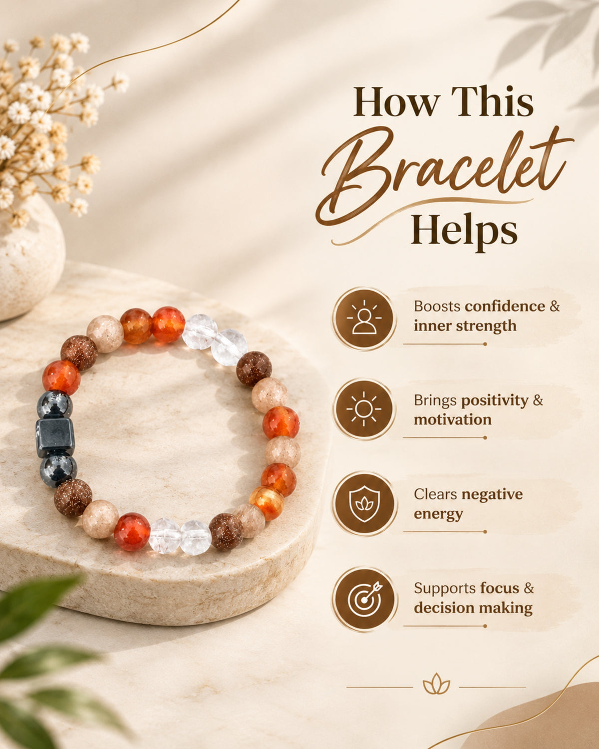 Mulank 1 Bracelet – Red Carnelian & Sunstone
