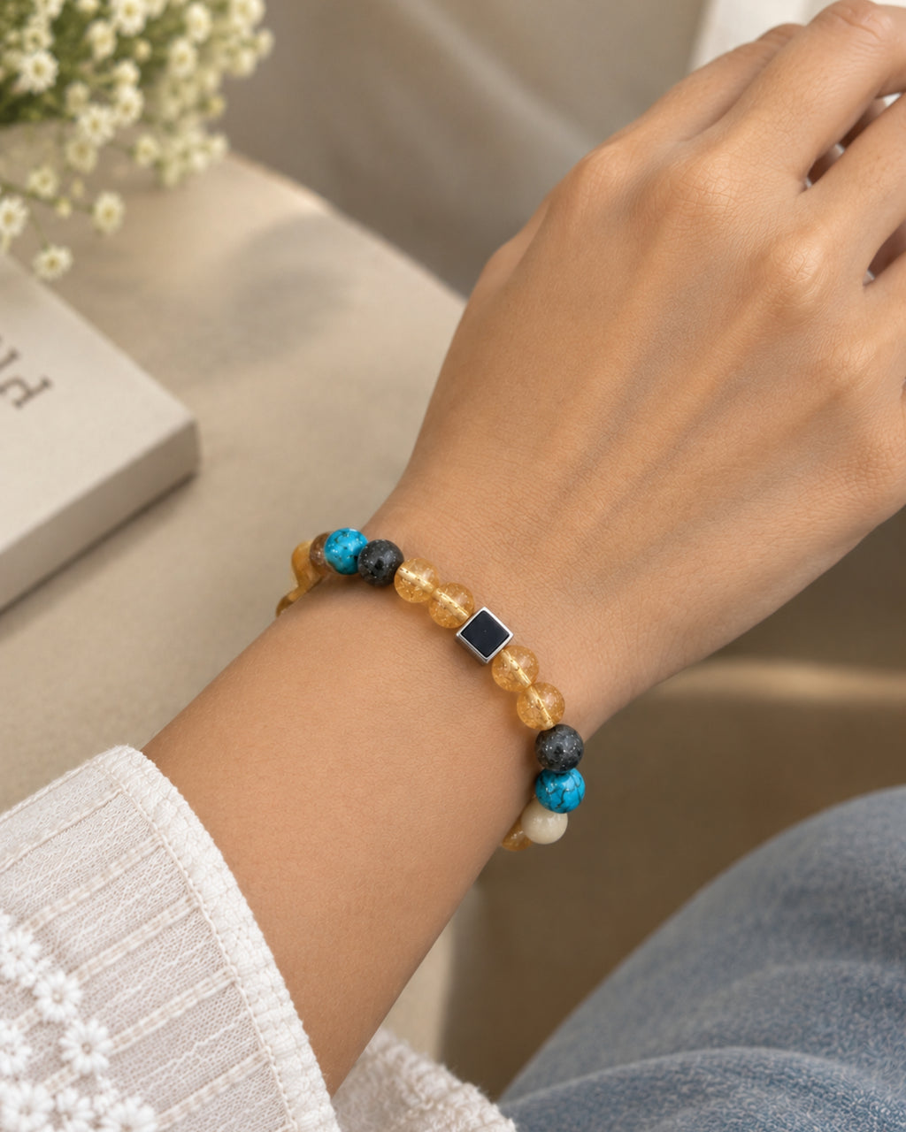 Mulank 3 Bracelet with Citrine & Turquoise