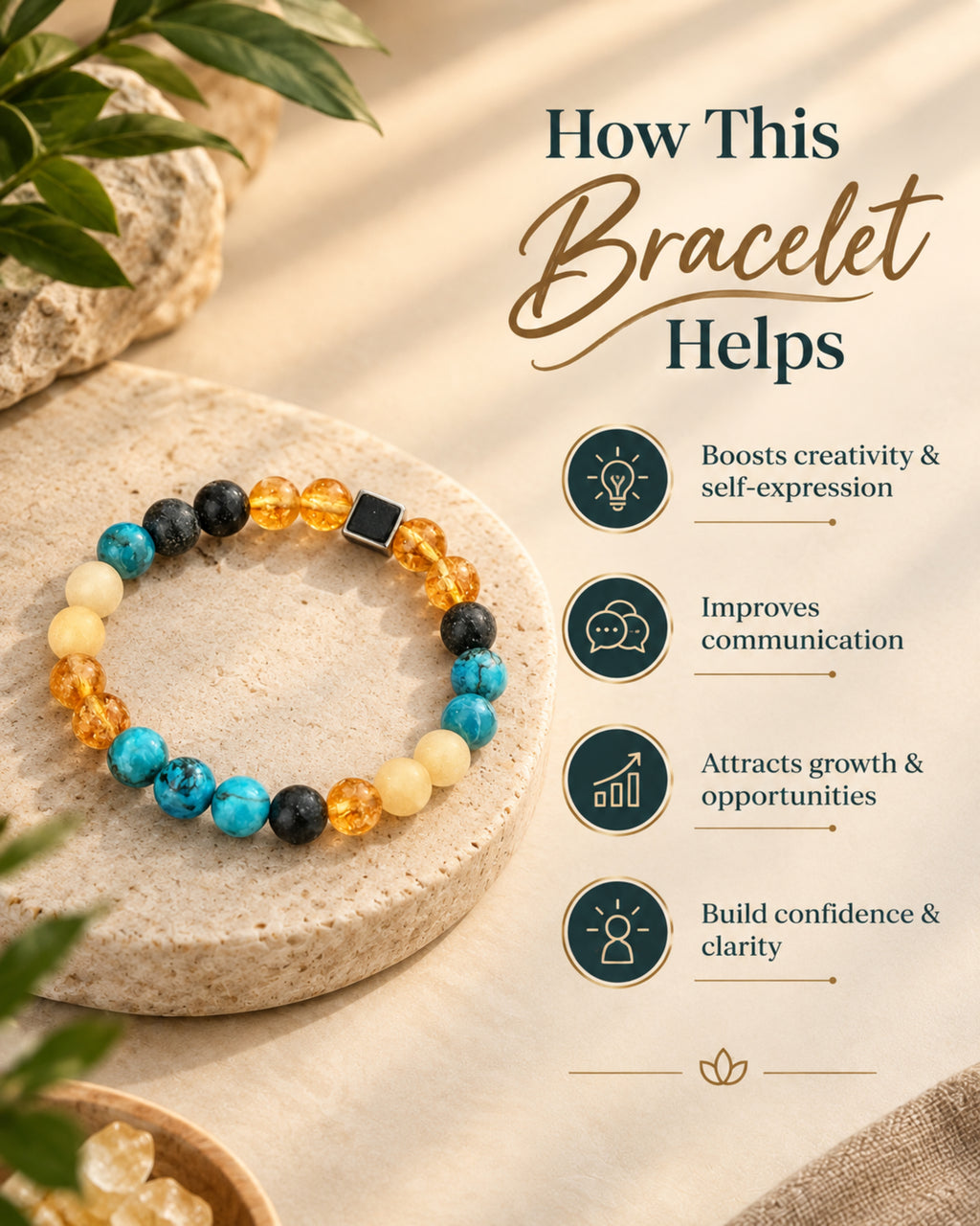 Mulank 3 Bracelet with Citrine & Turquoise