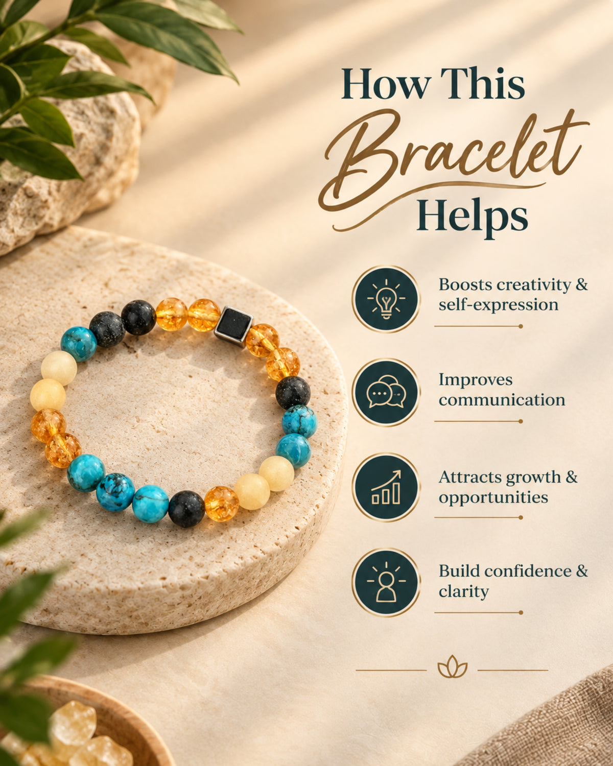 Mulank 3 Bracelet with Citrine & Turquoise