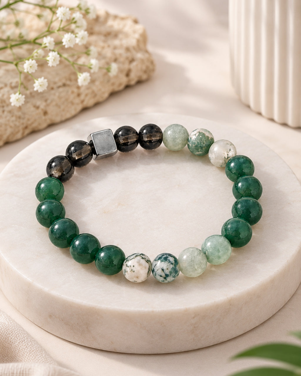 Mulank 5 Bracelet with Green Aventurine & Tree Agate