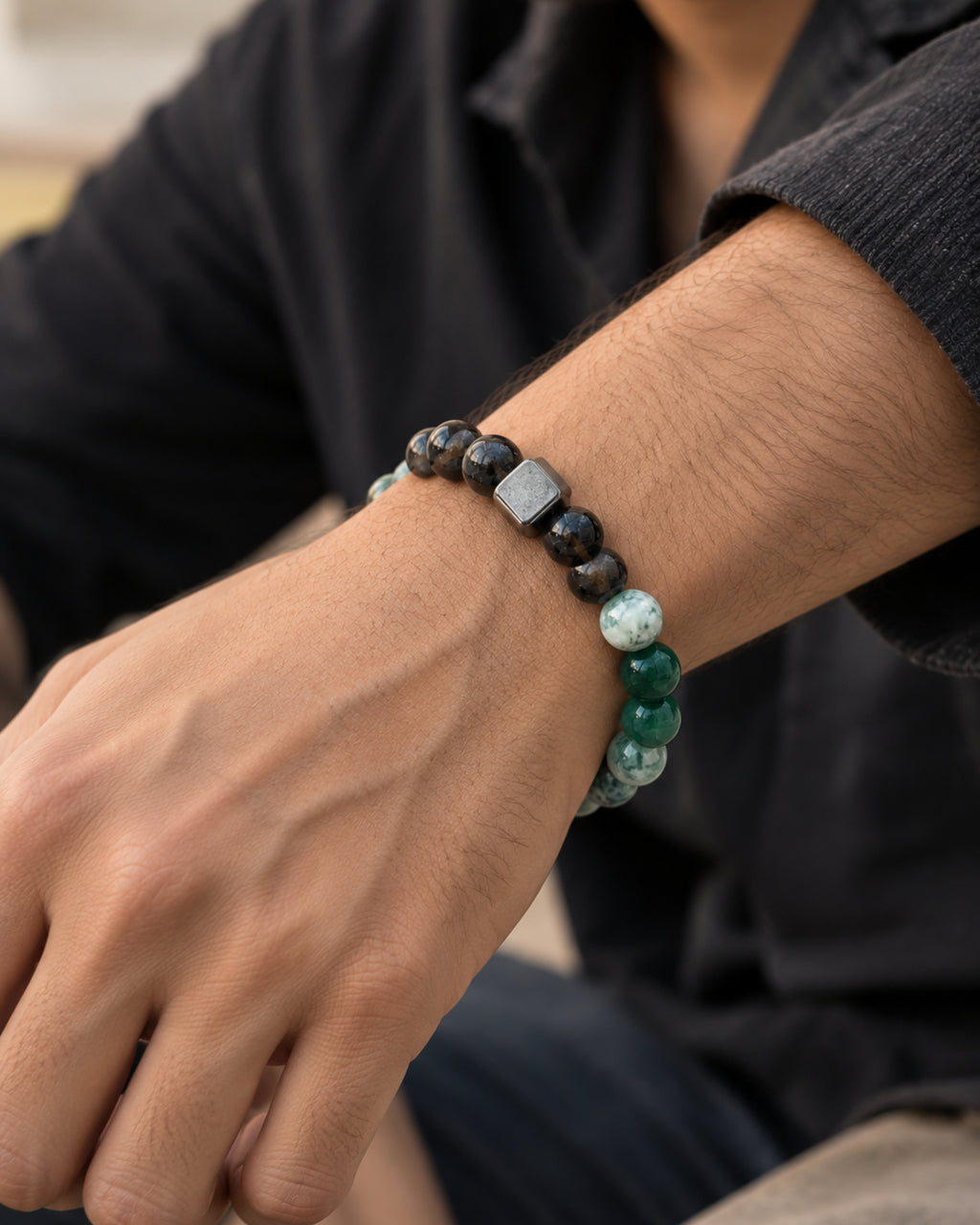 Mulank 5 Bracelet with Green Aventurine & Tree Agate