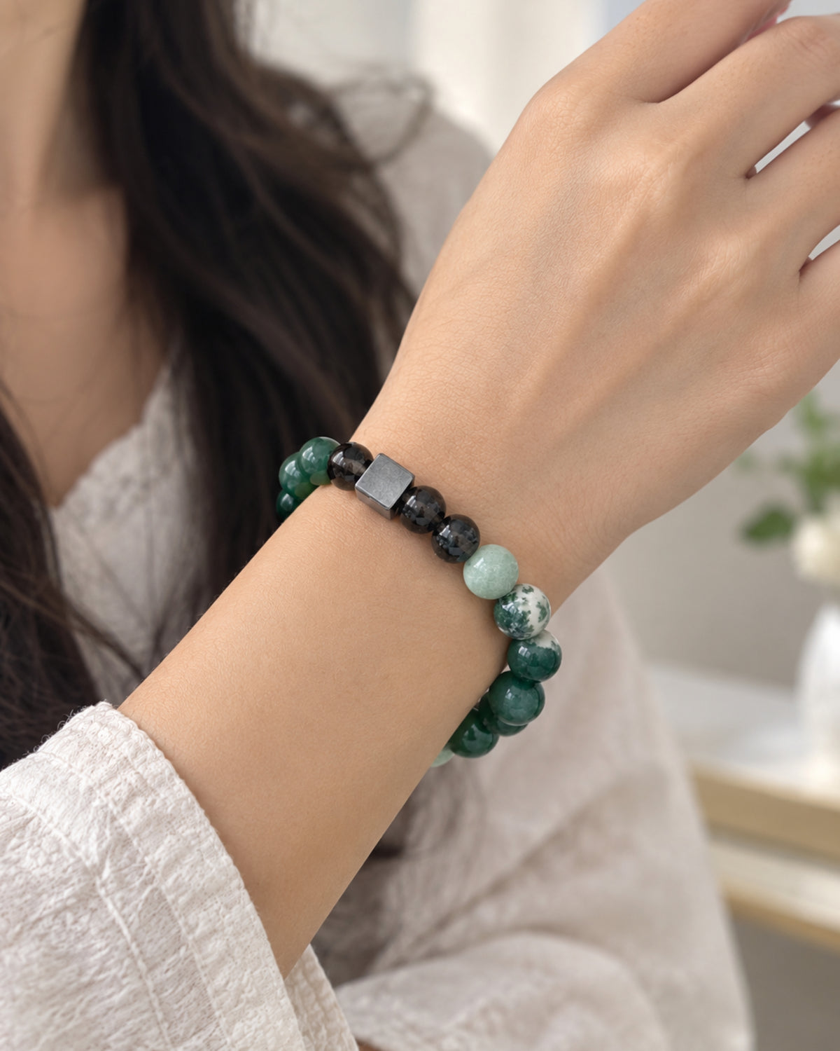 Mulank 5 Bracelet with Green Aventurine & Tree Agate