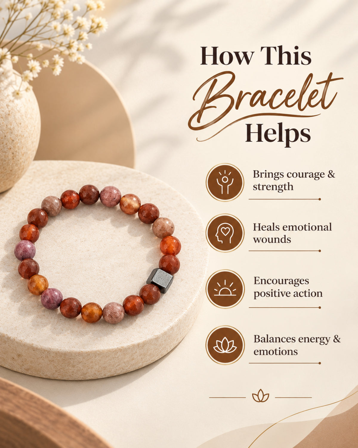 Mulank 9 Bracelet with Red Jasper & Carnelian