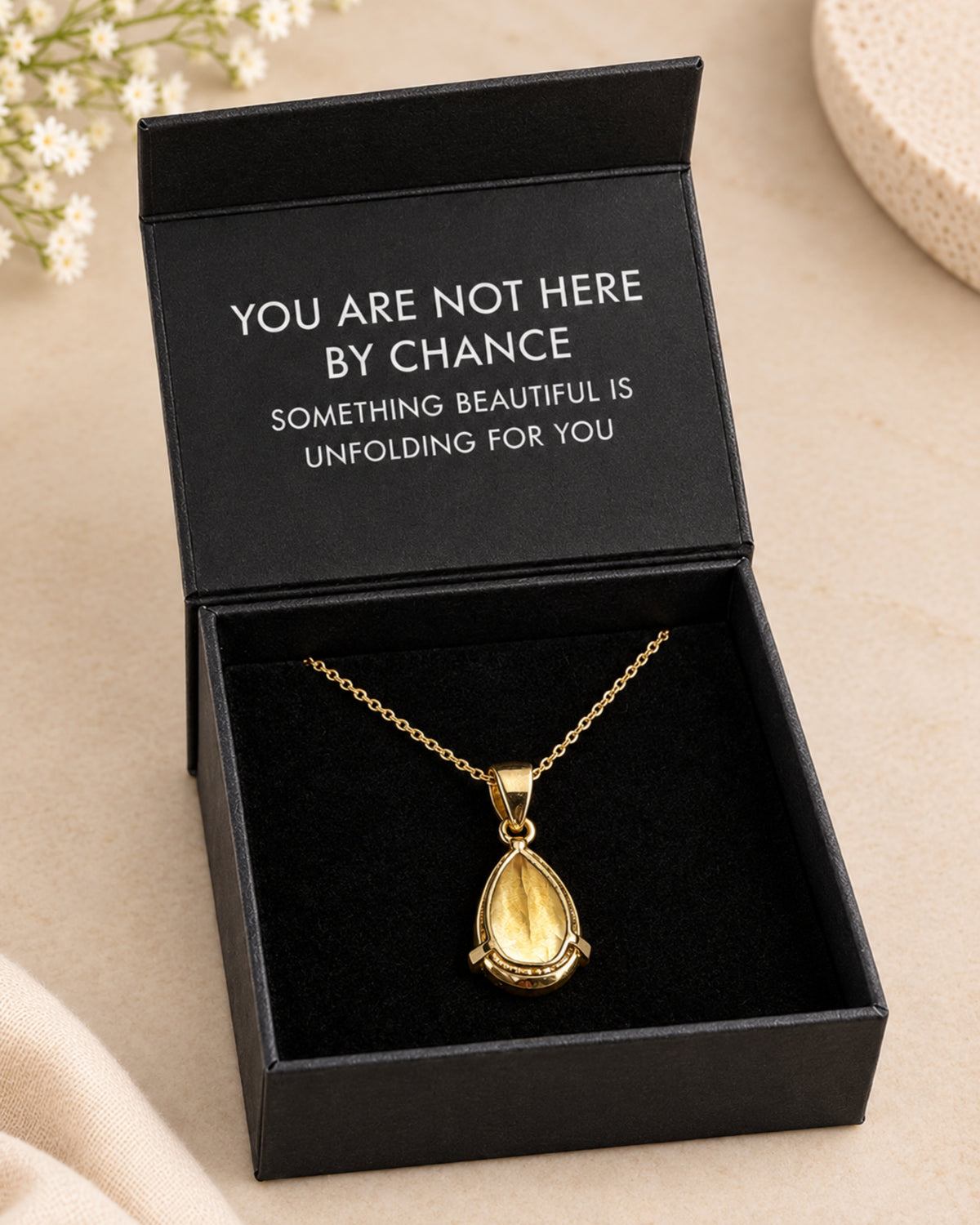 Wealth Drop Pendant with Citrine & White Topaz