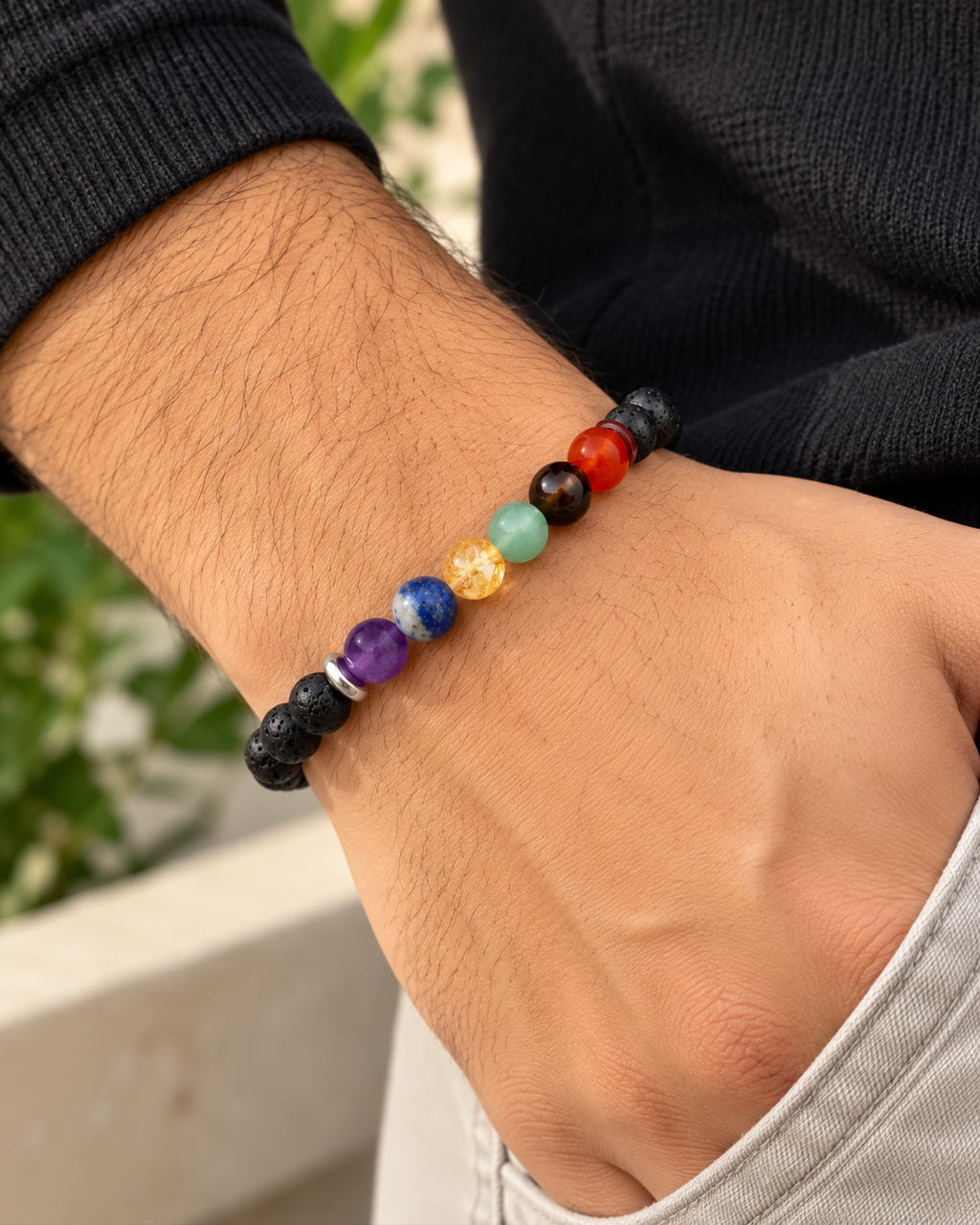Chakra Shield Lava Bracelet