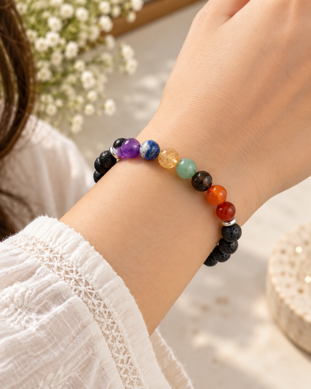 Chakra Shield Lava Bracelet