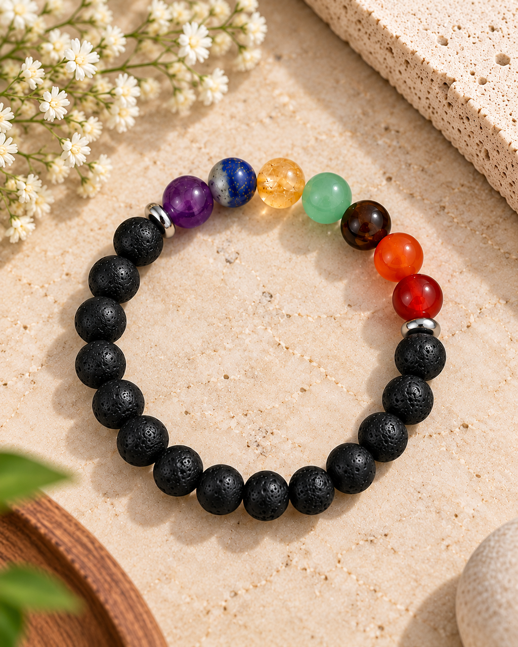 Chakra Shield Lava Bracelet